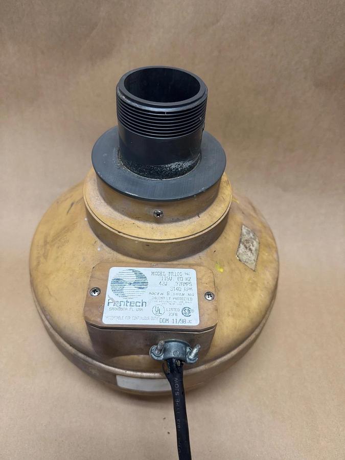 Used FanTech FR100 Inline Duct Fan, 115V, 60Hz, 37A, 2” & 3-3/4” Bores