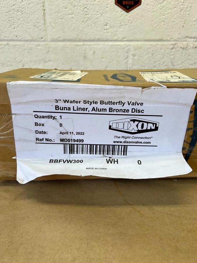Used Dixon BBFVW300 3” Wafer Style Butterfly Valve