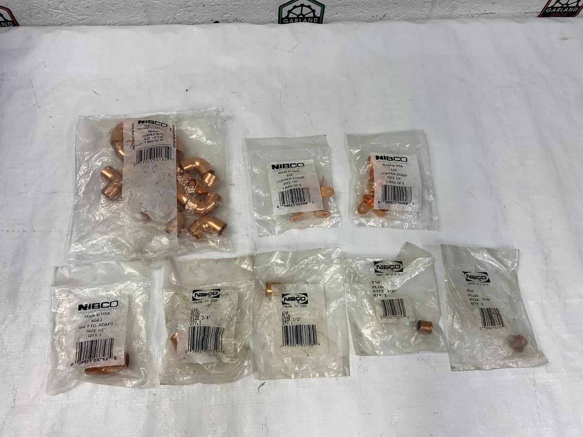 Used Nibco Assortment of Copper Fittings Lot of 8, Total 40 pcs