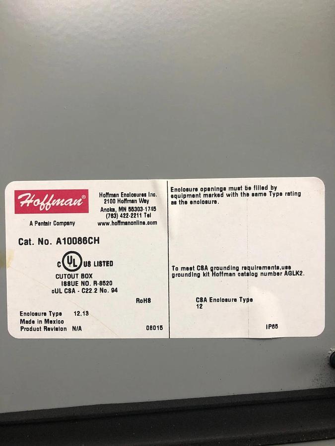 Hoffman A10086CH Enclosure JIC Box