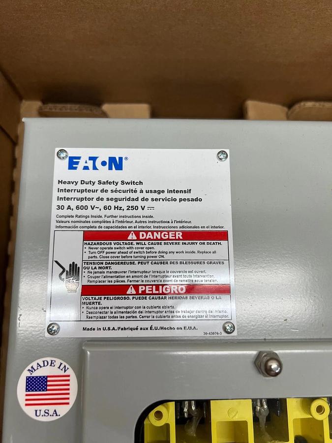Eaton DH361UDKW 30A, 600V, Heavy Duty Safety Switch