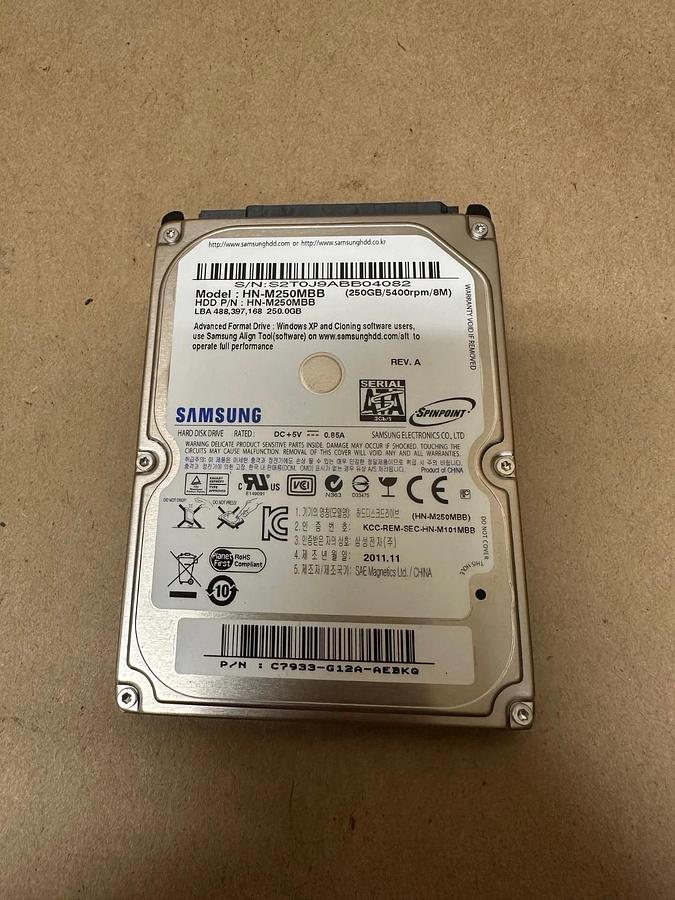 Used Samsung HN-M250MBB 250GB/ 5400RPM Hard Drive