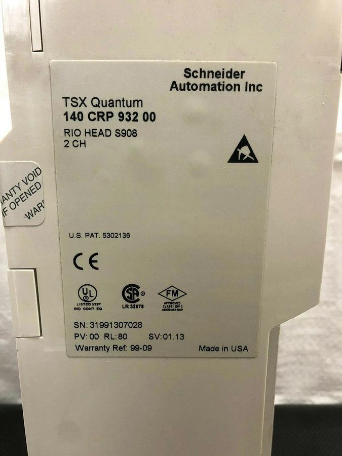 Used Schneider Automation 140 CRP 932 00, TSX Quantum Rio Head S908, 2 Head