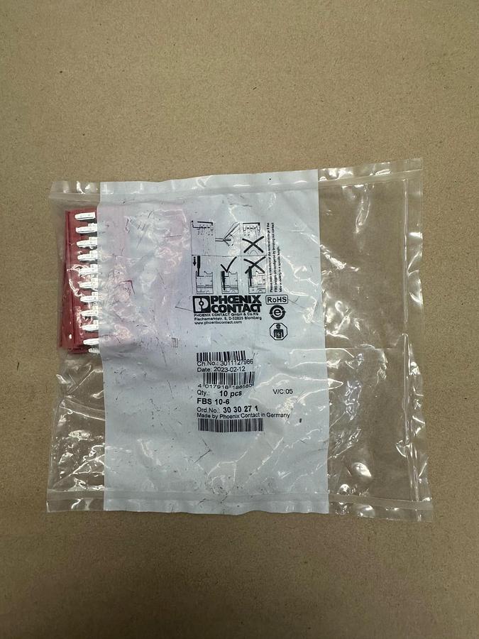 Used Phoenix Contact FBS 10-6 Plug-In Bridge, 10 Pack *FACTORY SEALED*