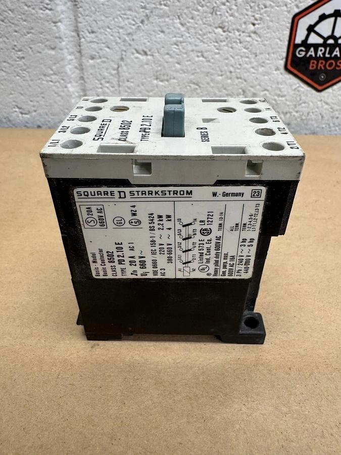 Used Square D 8502 PD2.10E Series B Contactor, 20 Amps, 380-660 V