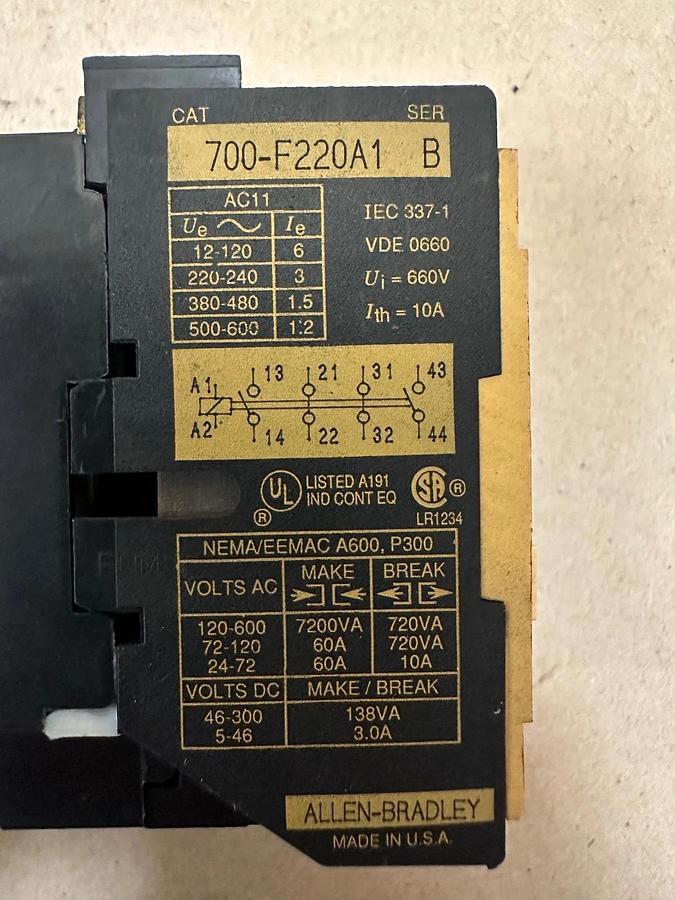 Used Allen-Bradley 700-F220A1 Relay