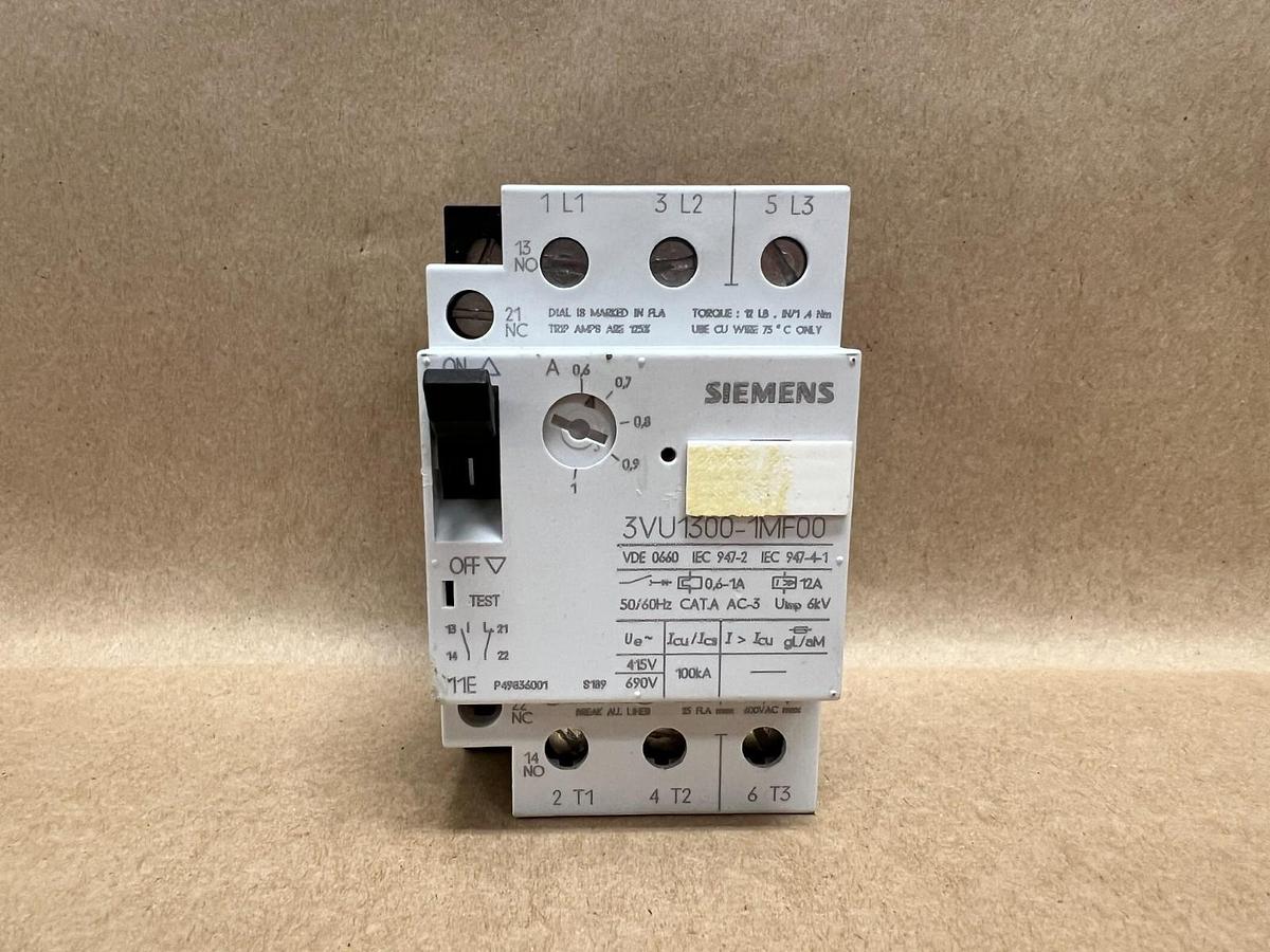 Used Siemens 3VU1300-1MF00 50/60Hz, Circuit Breaker