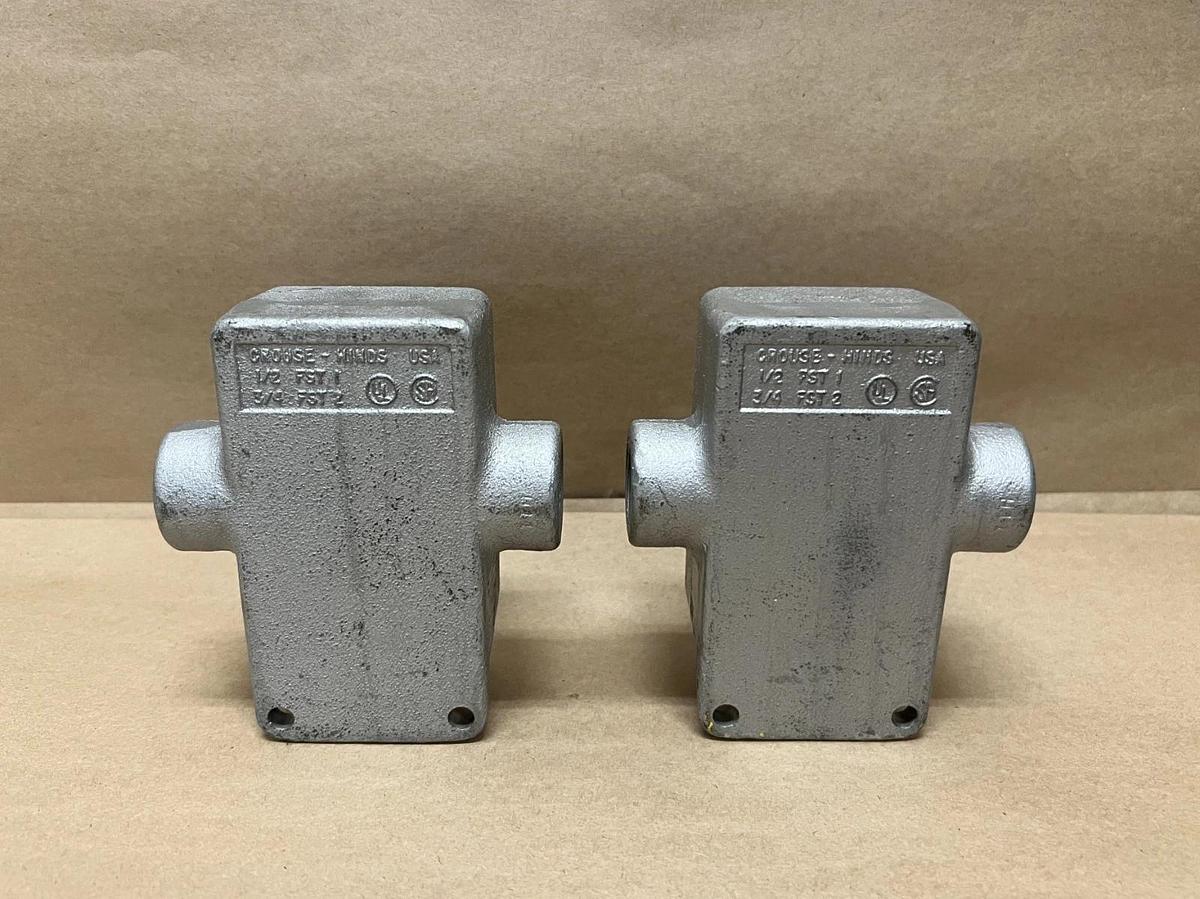 Used Crouse-Hinds 1/2 FST 1, 3/4 FST 2 Cast Device Box - Lot of 2