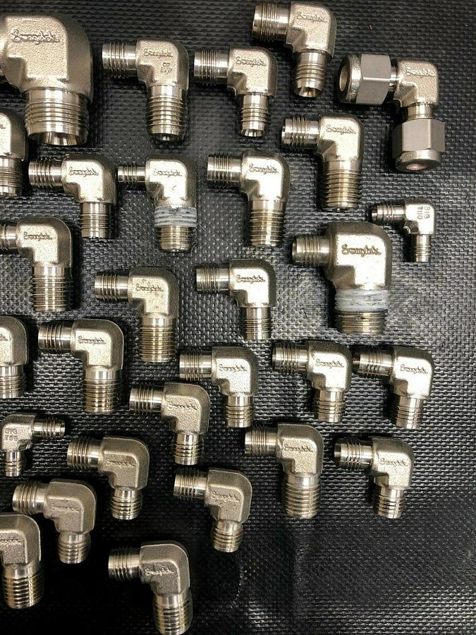 Used Swagelok Lot of 40 Stainless Steel Union Elbows, Multiple Sizes