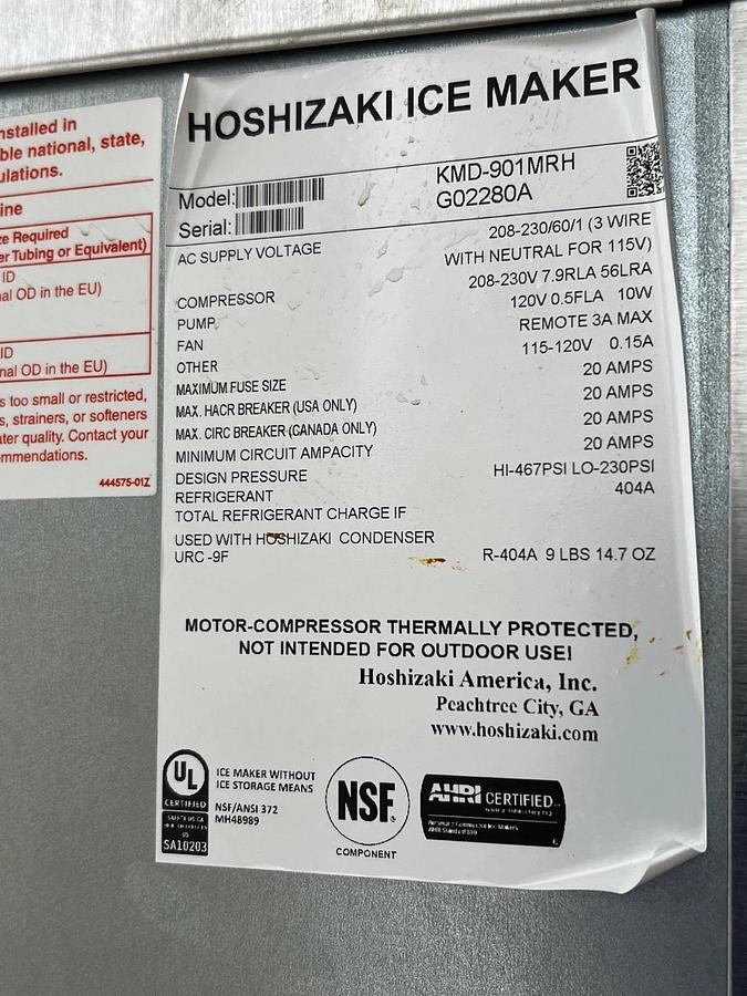 Used Hoshizaki KMD901MRH Ice Maker, Modular Unit