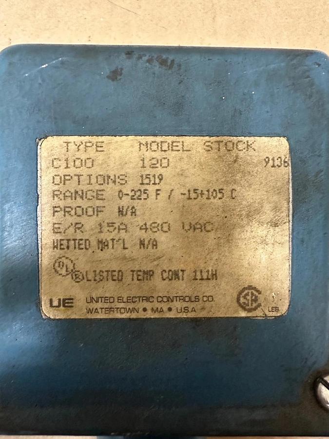 Used United Electric Controls C100-120 Temperature Switch
