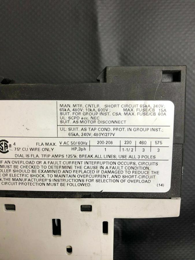 Used Siemens 3RV1011-1FA10 Manual Motor Starts (LOT of 6)
