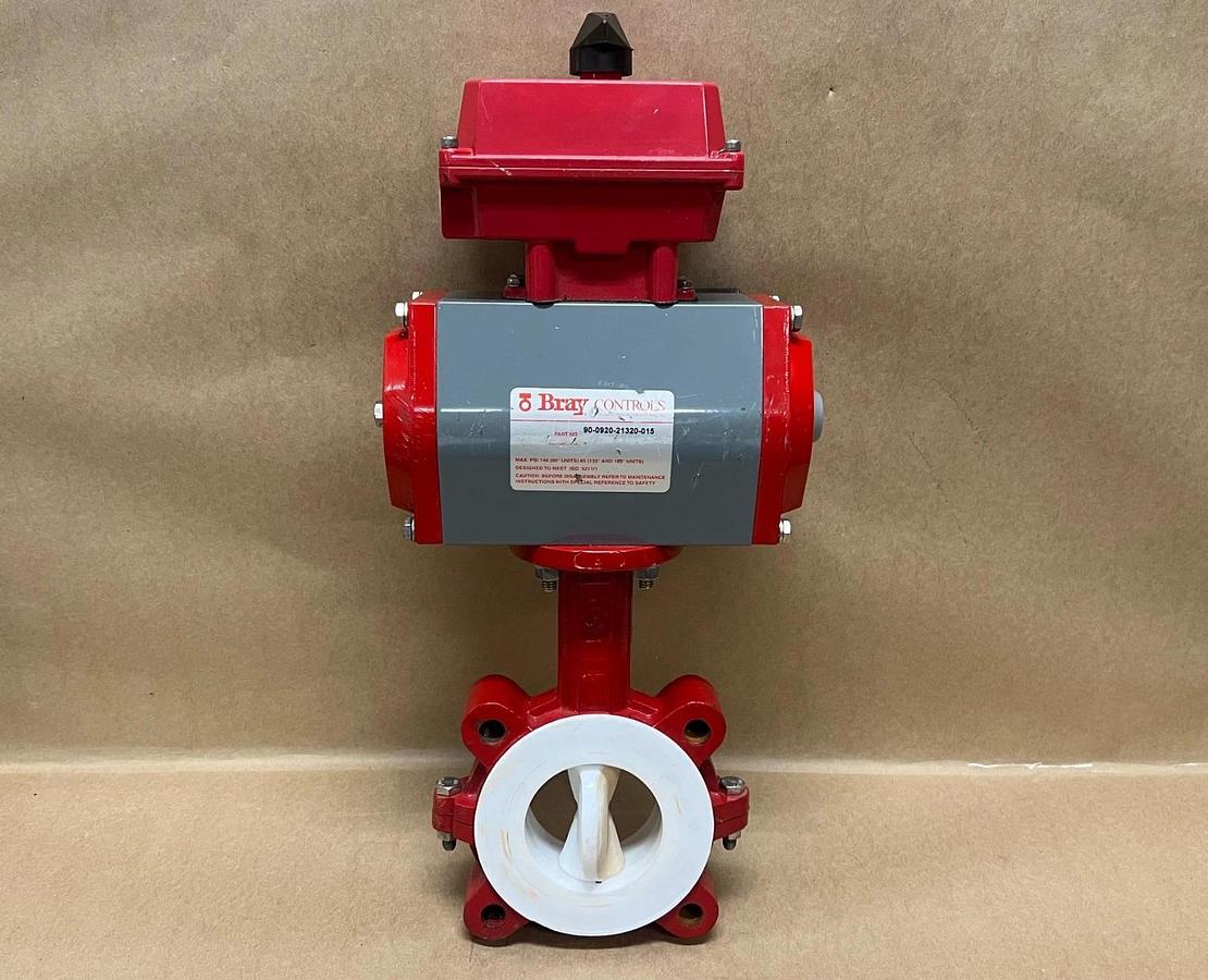 Used Bray 90-0920-21320-015 Pneumatic Actuator, Limit Switch, 3" Butterfly Valve