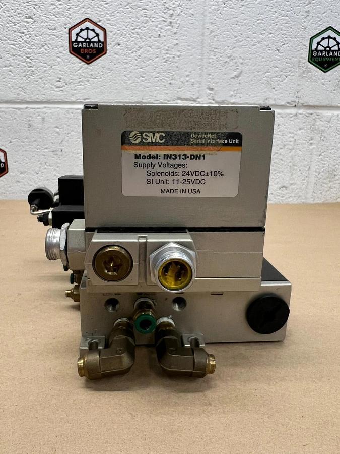 Used SMC IN313-DN1 Serial Interface w/ 5 Valve Stations (4 Valves Included)
