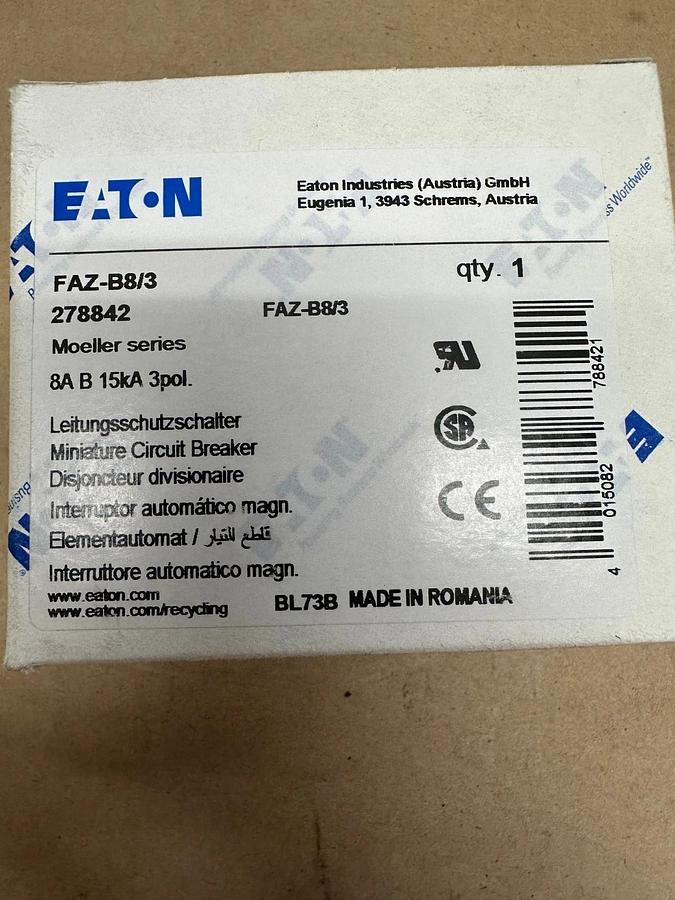 Used Eaton FAZ-B8/3 Circuit Breaker *NEW*