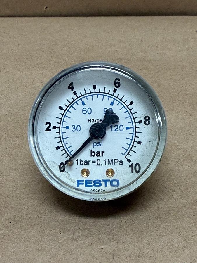 Used FESTO 359873 0-10 BAR Pneumatic Pressure Gauge