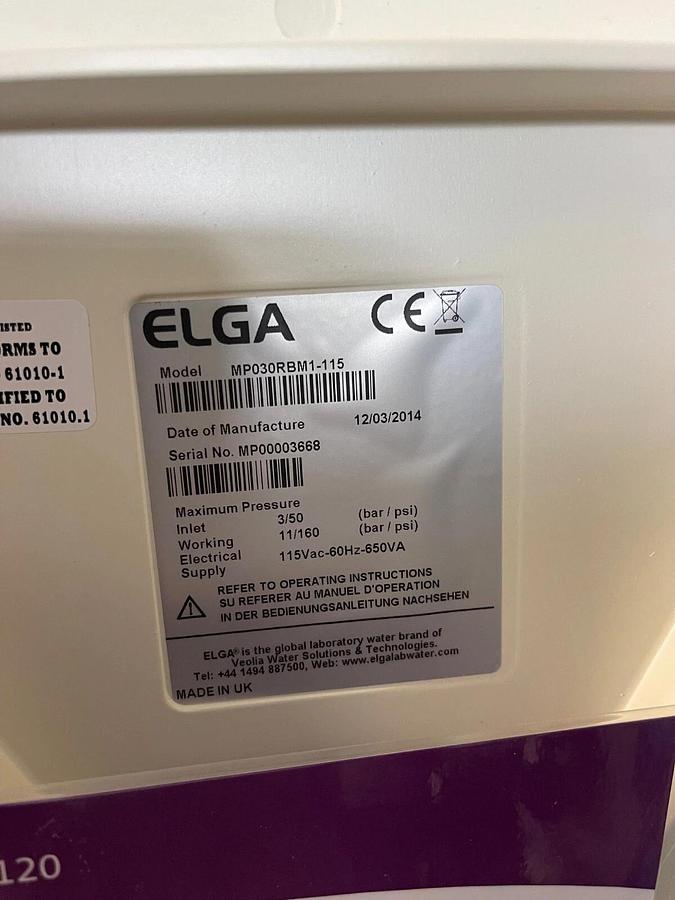 Used ELGA MP030RBM1-115 Medica Pro Water Purification System