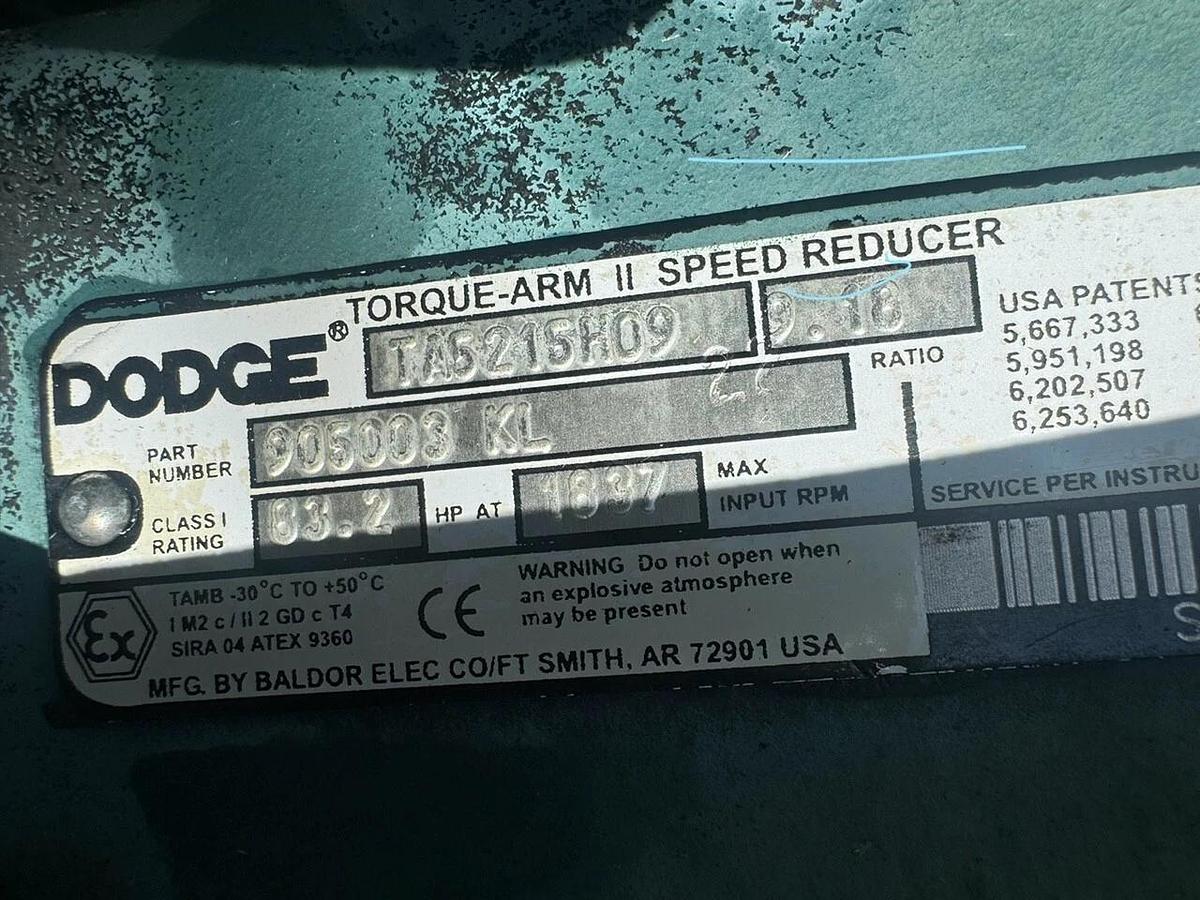 Used Dodge TA5215H09 Taper Bushed Gear Reducer, 9.18:1 Ratio, 1-5/8” Shaft