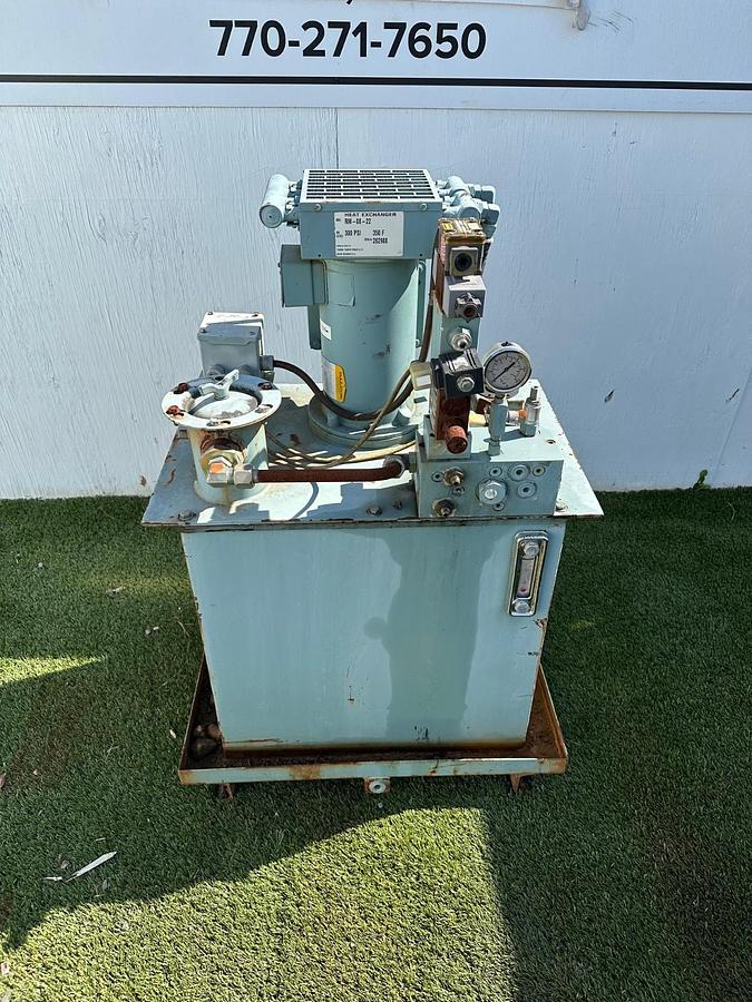 Used Baldor CM3611T 3Hp Motor @ 1750RPM w/ Parker Hydraulic Unit 40 Gal Tank