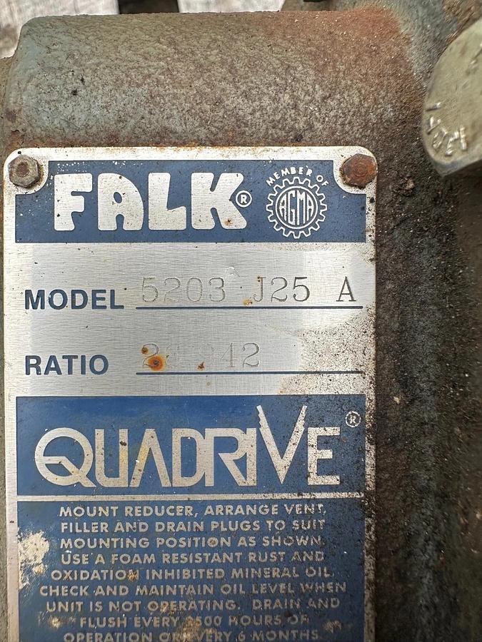 Used Falk 5203 J25 A 26.942 Ratio Gear Drive, 2-3/4” Bore, 1-1/4” Shaft