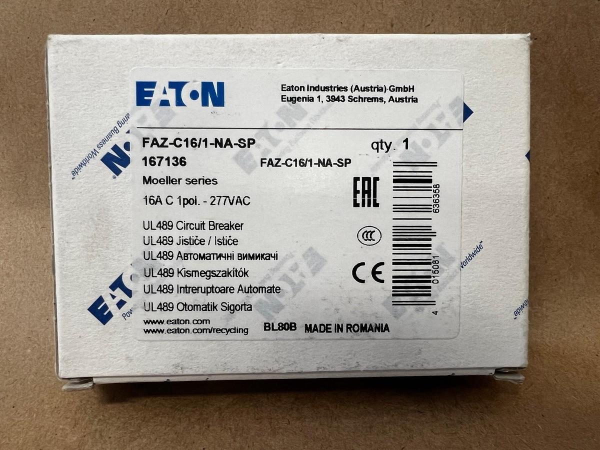 Used Eaton FAZ-C16/1-NA-SP Circuit Breaker 16A 1 Pole 277VAC