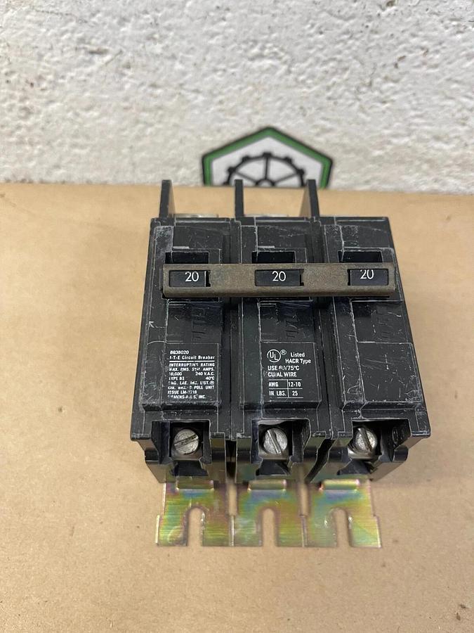 Used Siemens BQ3B020, I-T-E Circuit Breaker, 3-pole, 240 VAC