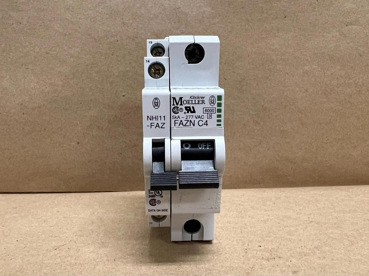 Used Moeller FAZN C4 1 Pole Circuit Breaker, 230/400V, 4A - Lot of 10