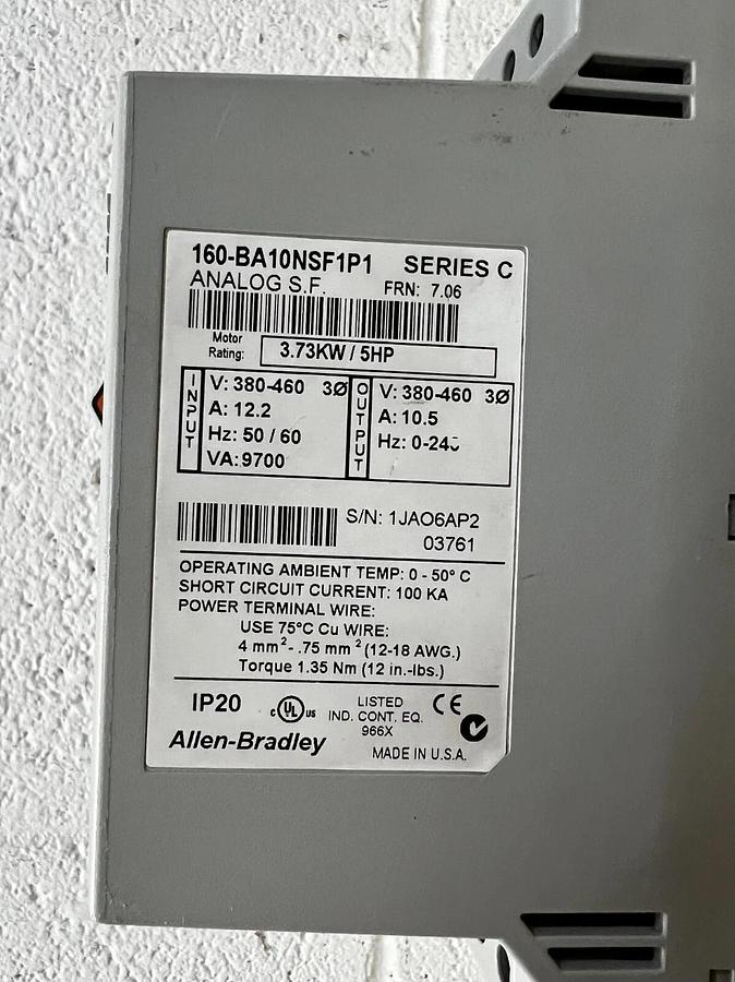 Used Allen Bradley 160-BA10NSF1P1 Series C Drive Speed Controller