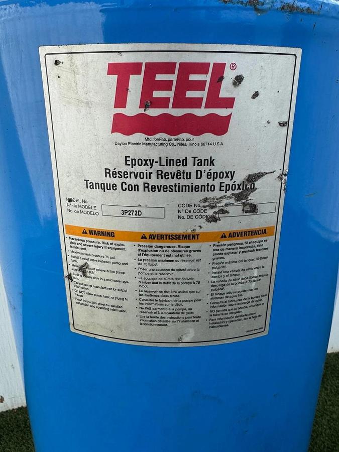 Used Teel 3P272D Epoxy-Lined Tank 42 Gallons, w/ Ball-Valve Fitting
