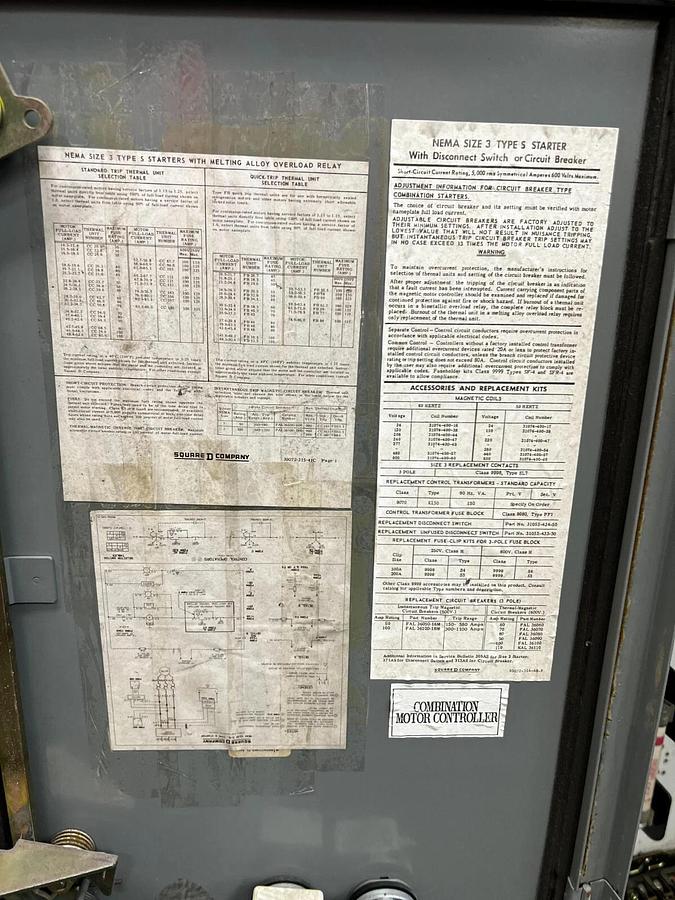 Used Square D SEA23 Combo Starter Class 8538 Series C 100 Amp 600 Volts