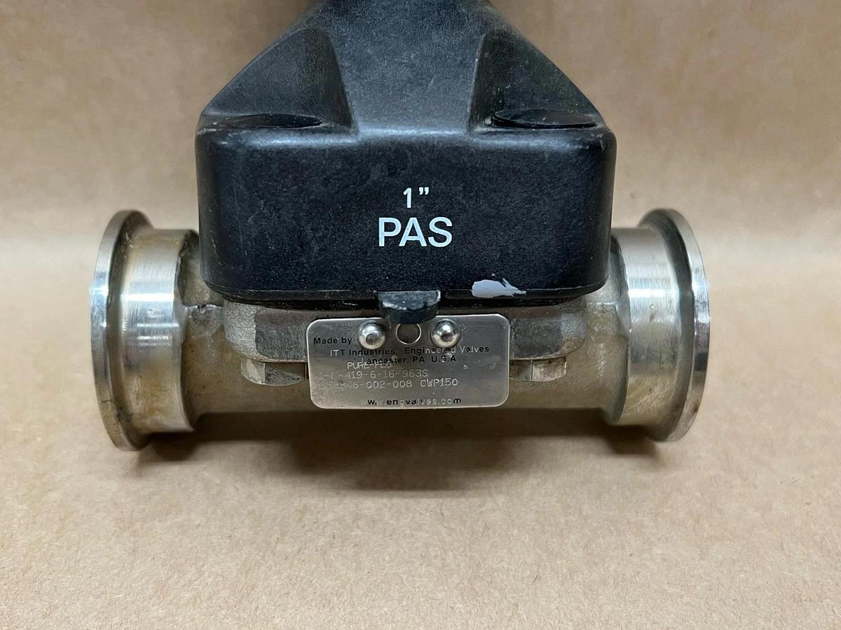 Used ITT 1-F-419-6-16-963S Pure-Flo, 1" Diaphragm Valve, 316L