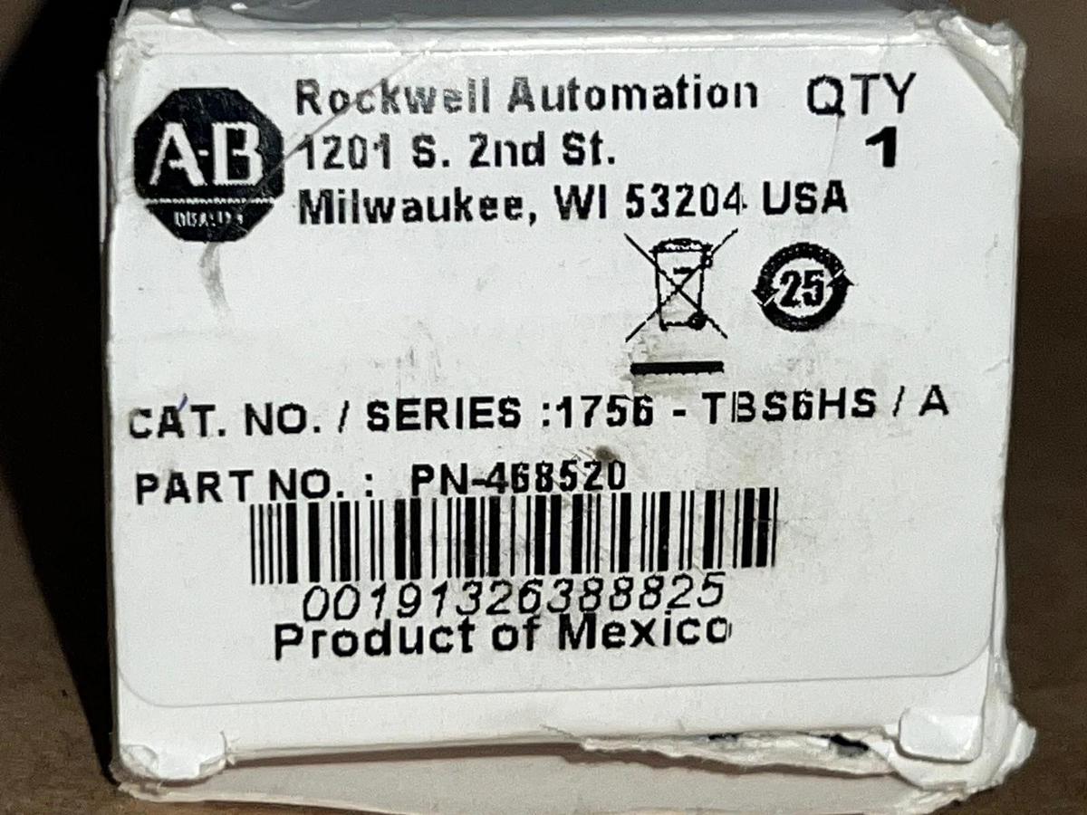 Used Allen Bradley 1756-TBS6HS Ser A ControlLogix PLC Module Terminal Block *NEW*