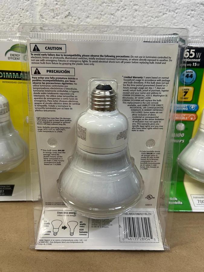 Used Sylvania BR30 Flood Soft White 2700K Dimmable Bulb - Lot of 3