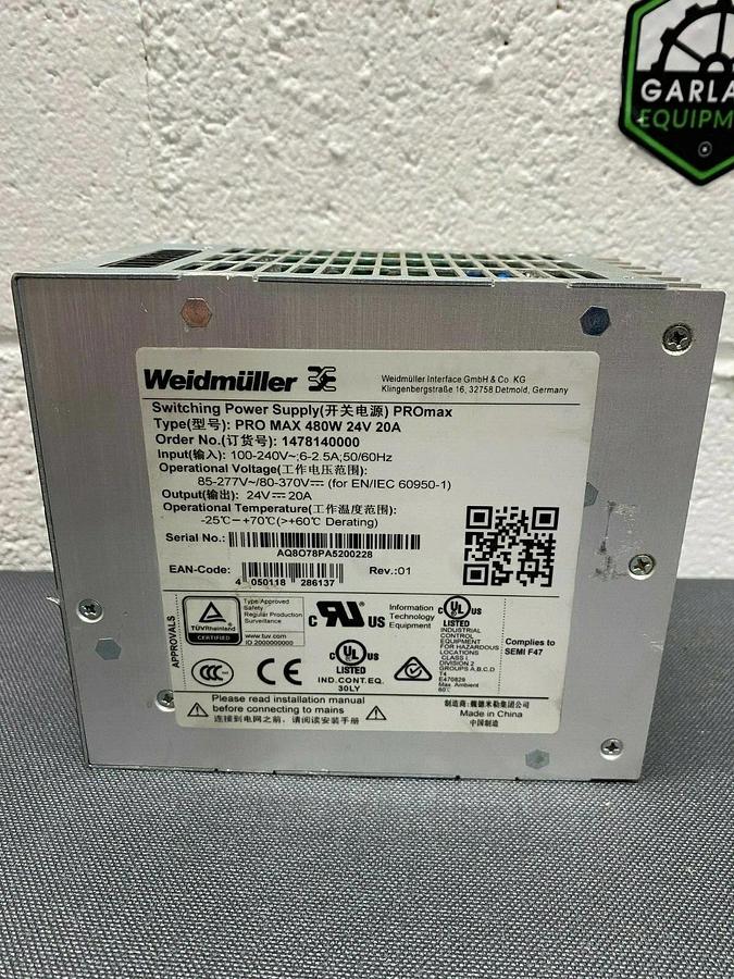 Used Weidmuller PRO MAX 480W, 20V 20A Power Supply