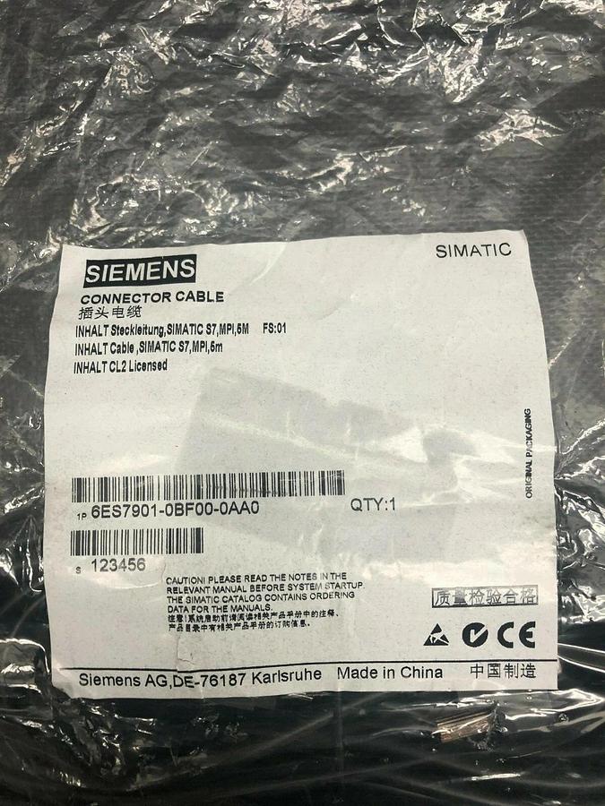 Used Siemens 6ES7901-OBFOO-0AA0 Connector Cable (LOT of 2)