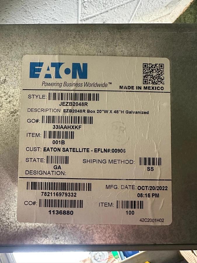 Used Eaton POW-R Line PRL2A Panel Board w/ Eaton PDG2 200A Main Breaker