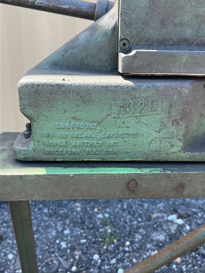 Used Roper Whitney Number 38, 3/16 Iron Shear Cutter, on Stand w/ Rollers