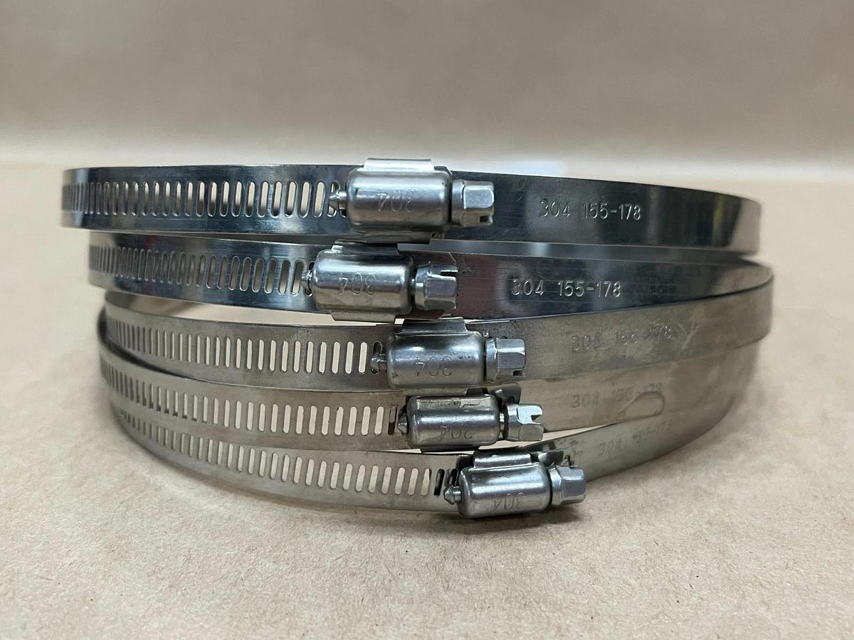 Used 304 155-178 155mm-178mm Stainless Steel Hose Clamps - Lot of 5