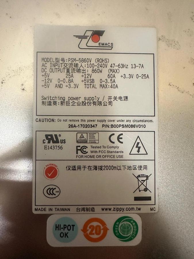 Used Emacs PSM-5860V Power Supply