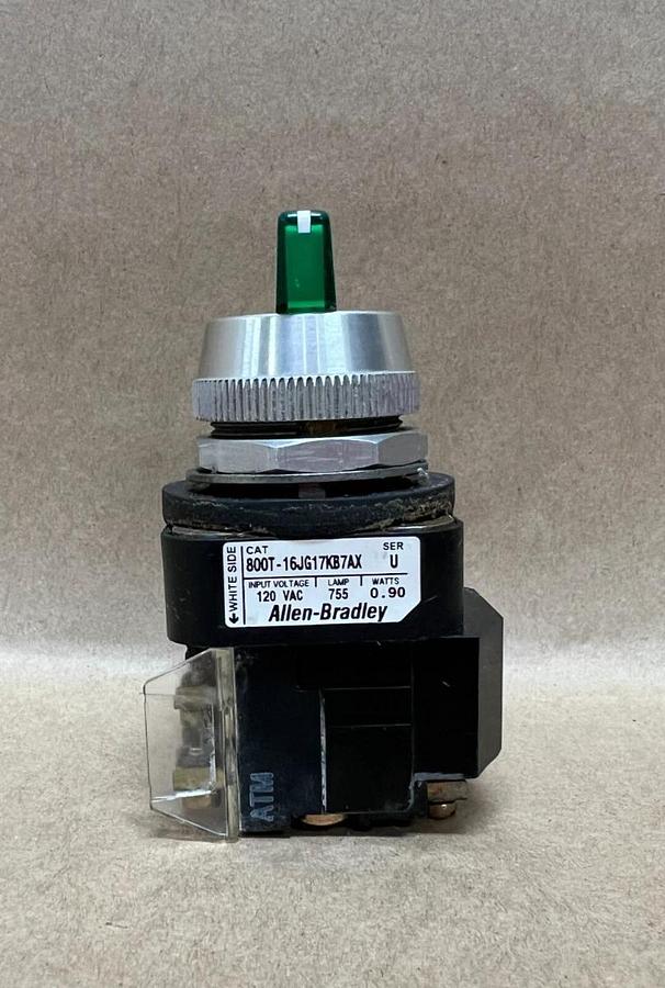 Used Allen Bradley 800T-16JG17KB7AX Ser U, Green Selector Switch