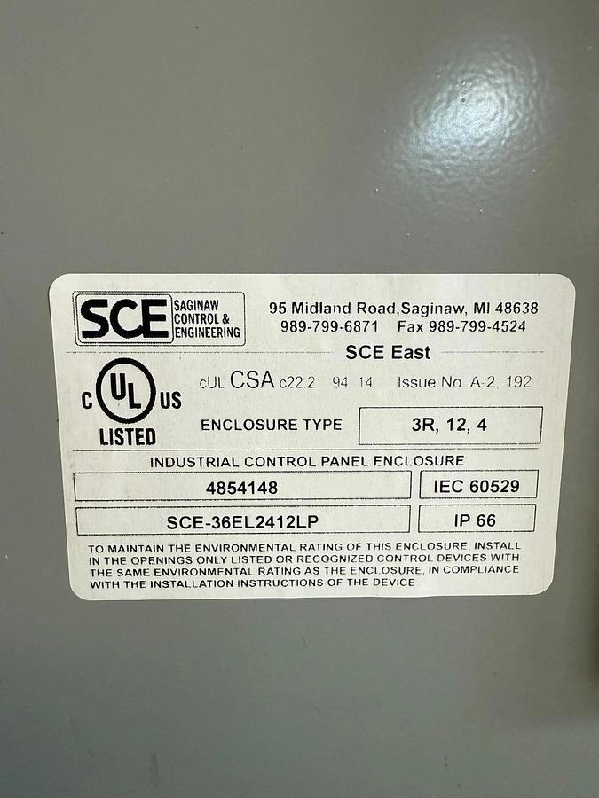 Used Saginaw Control SCE-36EL241ZLP Enclosure *NEW*