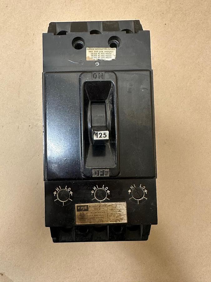 Used Federal Pacific Electric Company NFJ 125A 3 Pole Circuit Breaker
