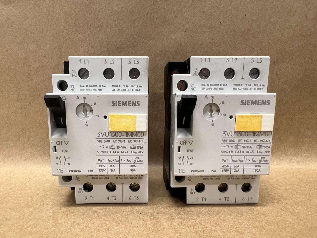Used Siemens 3VU1300-1MM00 Circuit Breaker - Lot of 2
