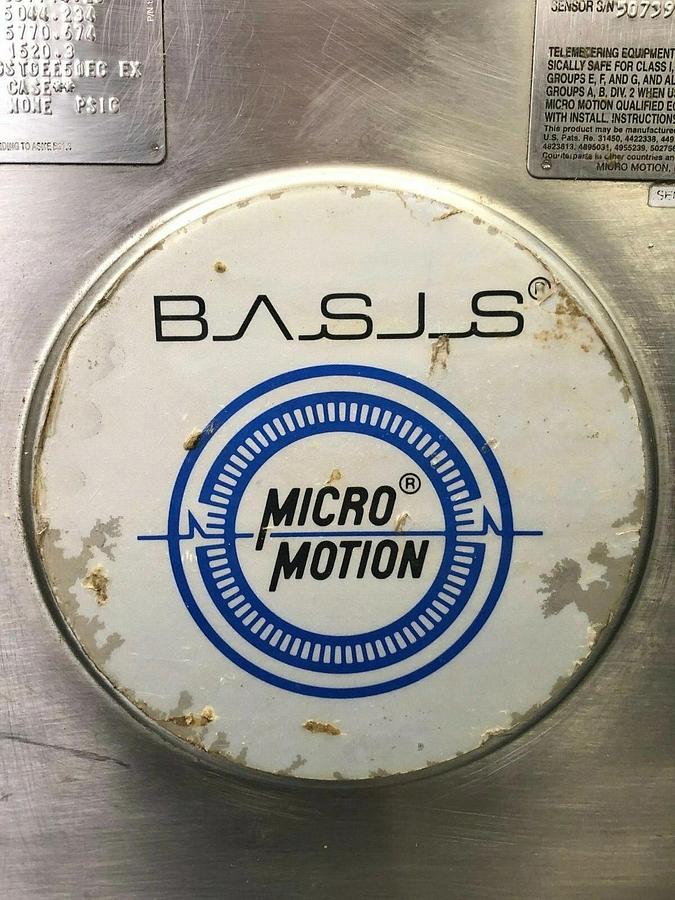 Used Micro Motion F100SR128SU, F Series Coriolanus Flow Meter, 1” Opening, 72 GPM