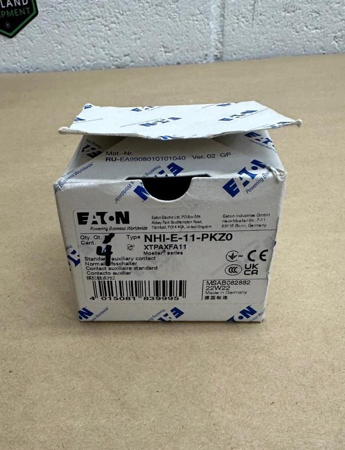 Eaton NHI-E-11-PKZ0 Standard Auxiliary Contact - Qty 4 *NEW*