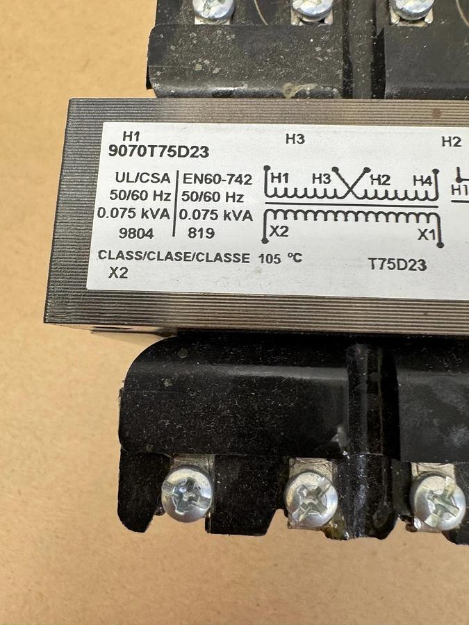 Used Square D 8070T75D23 0.075 kVA Transformer EN60-742