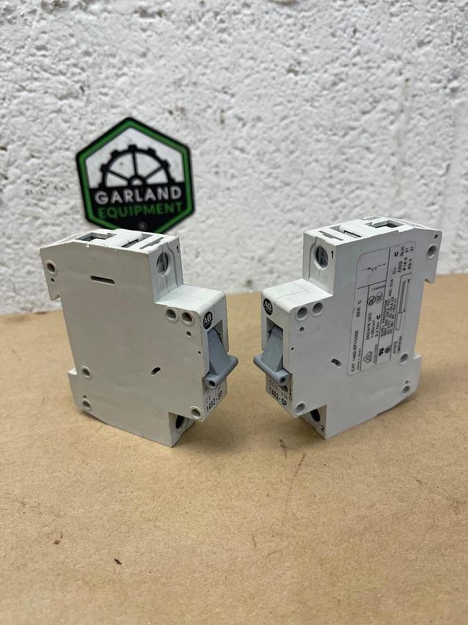 Used Allen-Bradley 1492-SP1C050 Supplementary Protector Ser C 240/415VAC 5A, Lot of 2