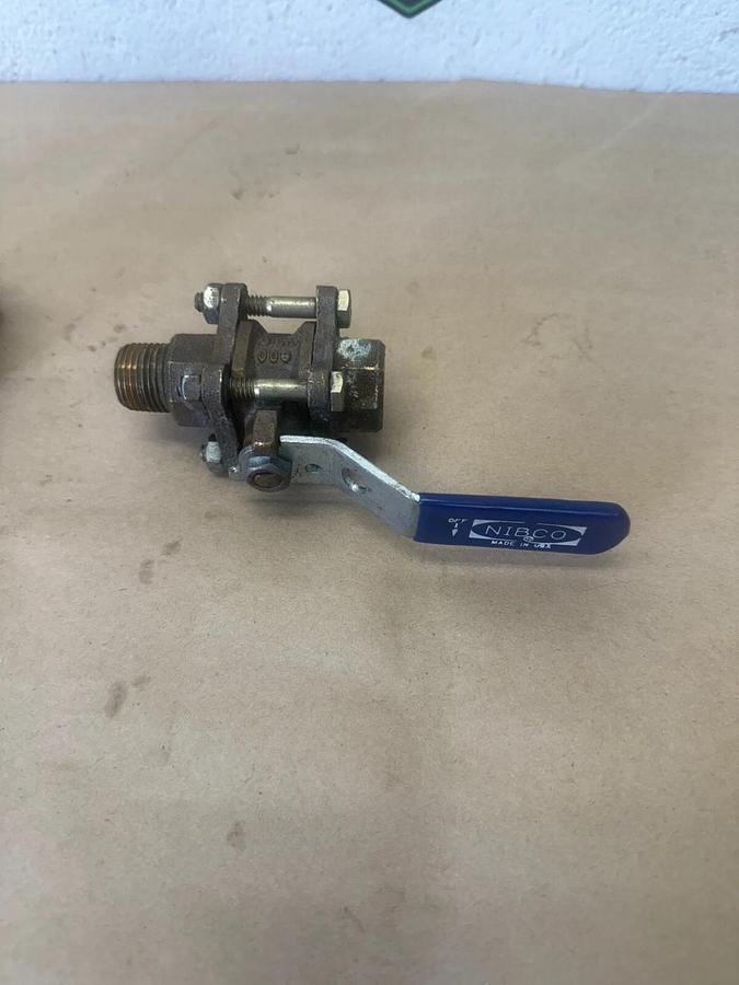 Used Nibco 1/2” Brass 3-Piece Ball Valve, 800 WOG
