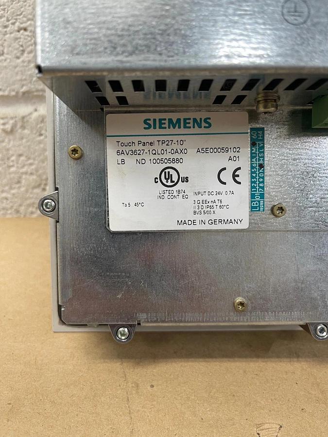 Used Siemens 6AV3627-1QL01-0AX0 Touch Panel TP27-10” Simatic TP27