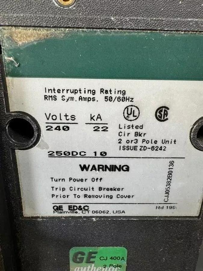 Used General Electric A-Series Panelboard AB643, GE TJD422400 400A Circuit Breaker